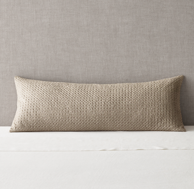 Metallic Embroidered Linen Pillow Cover