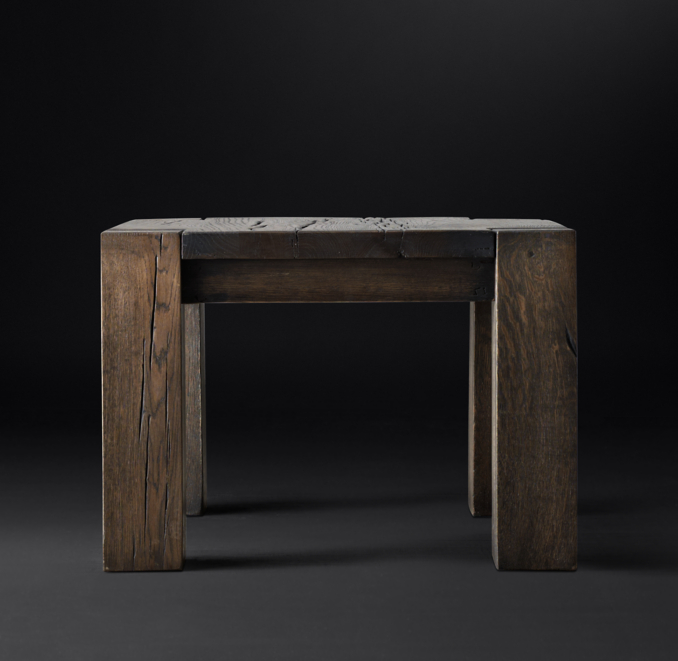 Front view of Reclaimed Oak Parsons Side Table 