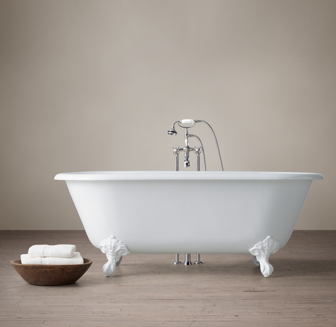 Vintage Imperial Clawfoot Tub with CrossHandle Tub Fill White Feet