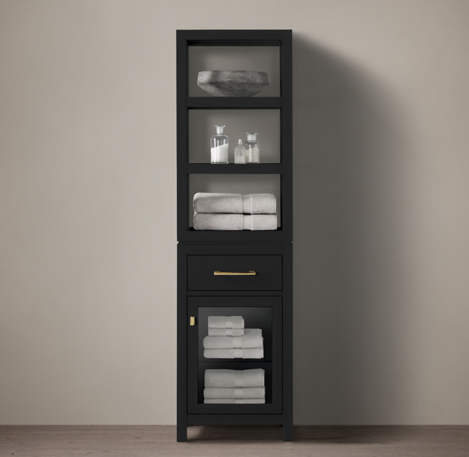 Hutton Open Shelf Bath & Glass Door Base with Drawer