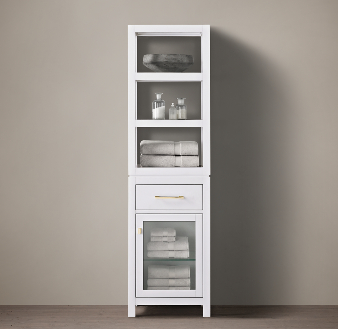 Hutton Open Shelf Bath & Glass Door Base with Drawer