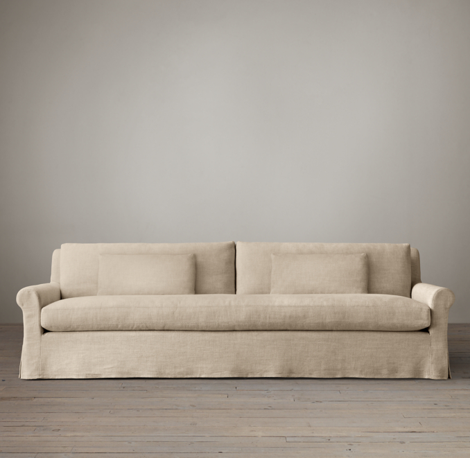 Belgian Petite Roll Arm Slipcovered Sofa 