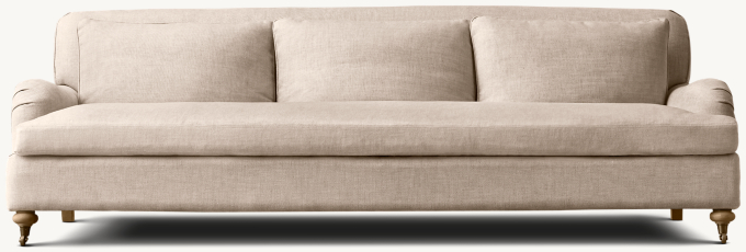 Belgian Classic Roll Arm Bench-Seat Sofa