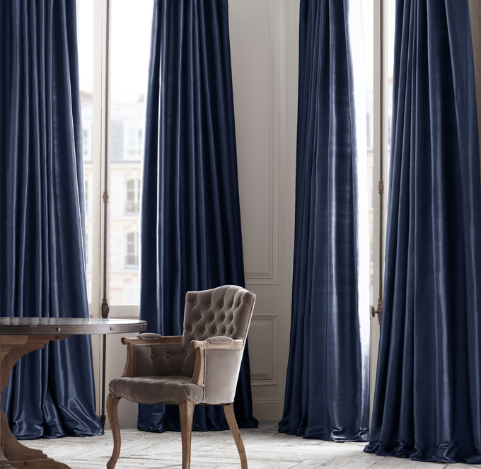 Thai Silk Tonal Stripe Drapery Indigo