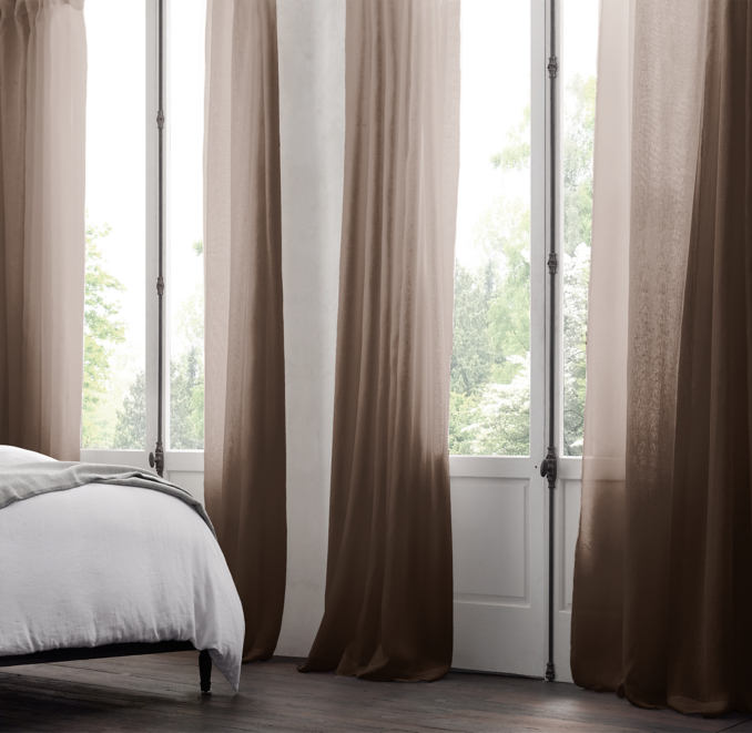 Belgian Sheer Linen Drapery - Chocolate 