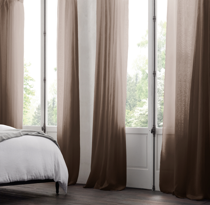 Belgian Sheer Linen Drapery - Chocolate