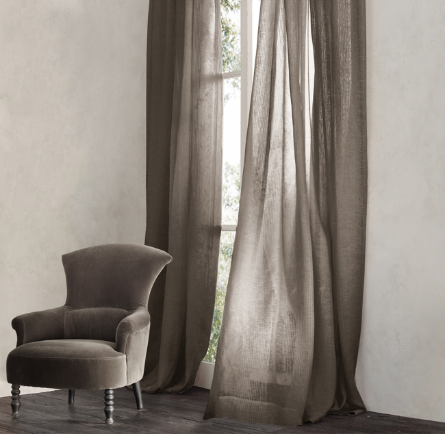 Pinstripe Sheer Belgian Linen Drapery Restoration Hardware