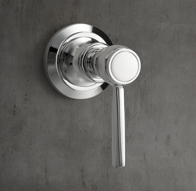 Three Quarter view of Lugarno Lever-Handle Multi-Port Diverter Valve & Trim Set For Balanced-Pressure Systems 