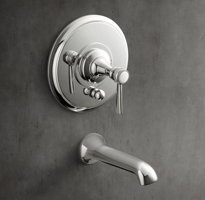 Vintage Lever-Handle Balanced-Pressure Tub & Shower Valve & Trim Set with Bath Spout