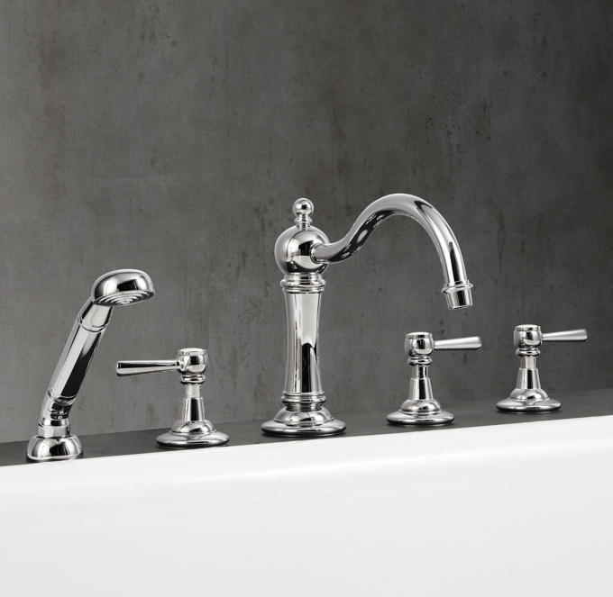 Shown in Polished Chrome with Vintage Lever-Handle Deck-Mount Tub Fill (sold separately).