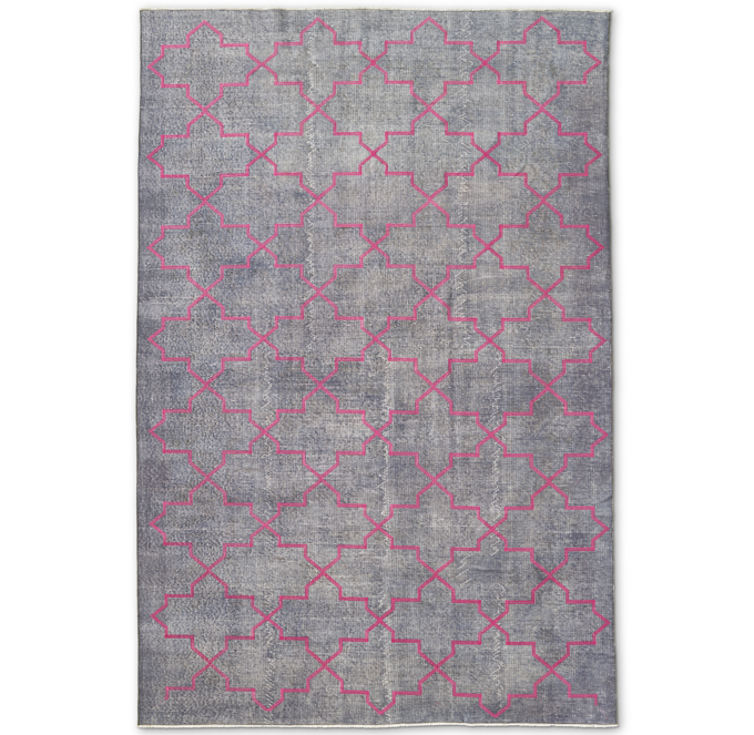 Embroidered Vintage Rug 6'8 X 10'3