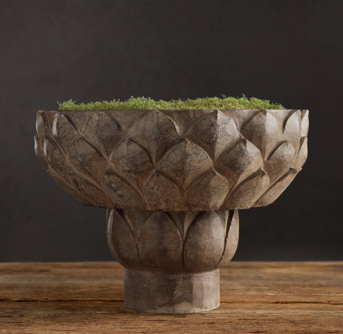 lotus stone carved bowl restoration hardware decor