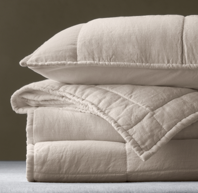 Belgian Linen BoxStitch Quilt Euro Sham