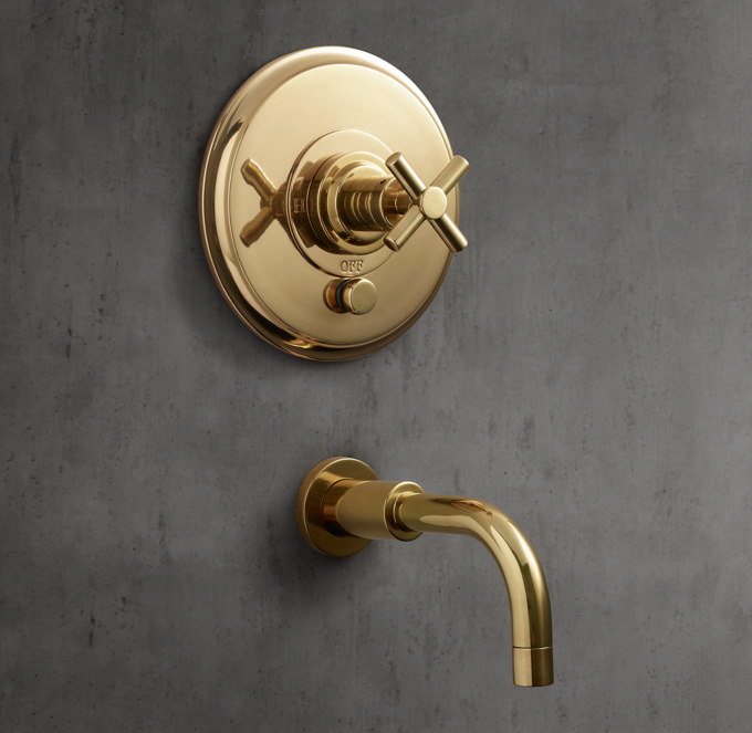 Spritz Cross-Handle Balanced-Pressure Tub & Shower Valve & Trim Set with Bath Spout