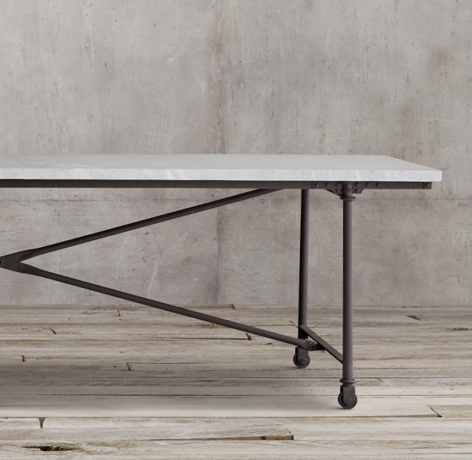 Detail view of Flatiron Marble Rectangular Dining Table 