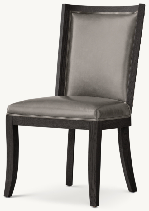 Three Quarter view of 19Th C. French Empire Leather Dining Side Chair 