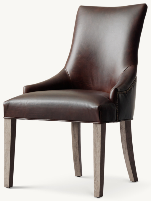 Three Quarter view of Martine Leather Dining Armchair 