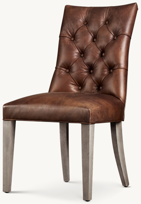 Three Quarter view of Martine Tufted Leather Dining Side Chair 