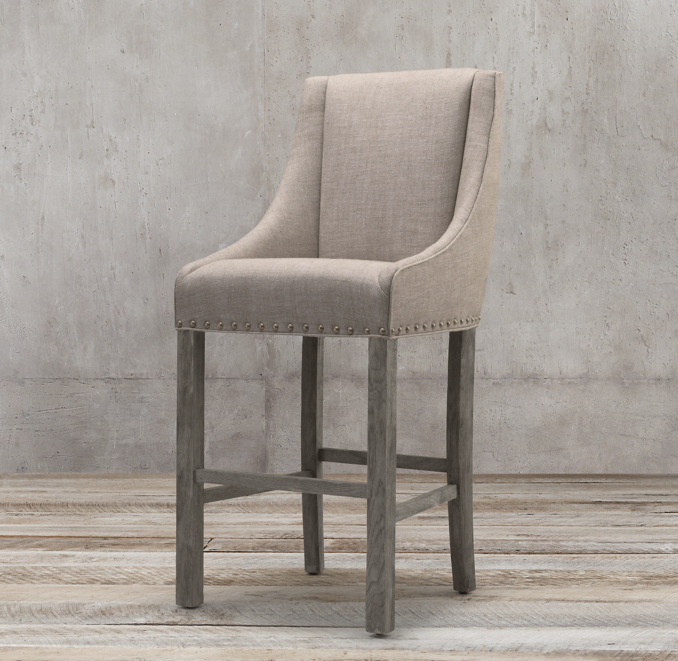 Nailhead Fabric Stool