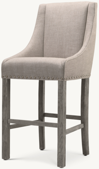 Three Quarter view of Nailhead Fabric Bar & Counter Stool 