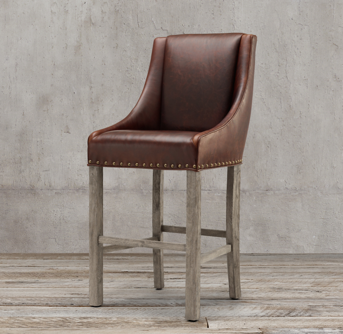 Nailhead Leather Stool