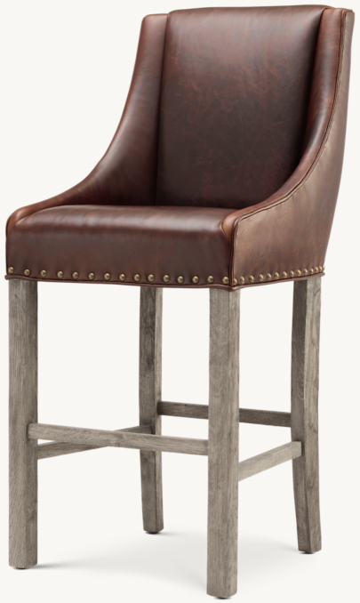 Three Quarter view of Nailhead Leather Bar & Counter Stool 