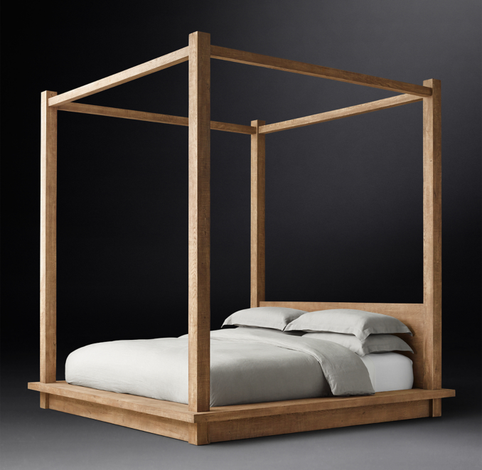 Reclaimed Oak Panel Canopy Bed