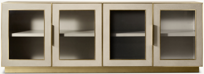 Cela Shagreen Glass 4-Door Media Console