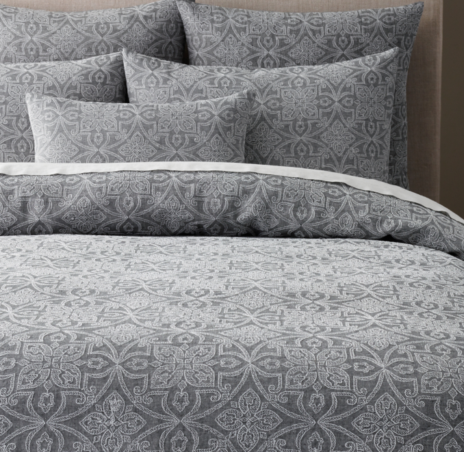 Amal Embroidered Linen Duvet Cover
