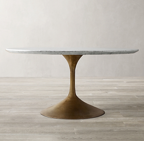 Round Oval Tables Rh, Round Stone Dining Table For 8