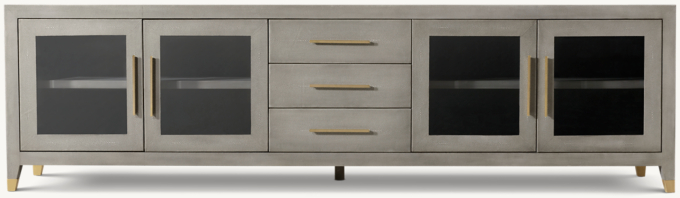 Graydon Shagreen Glass 4-Door Media Console with Drawers