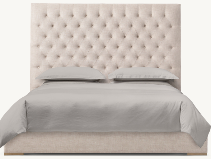 68"H bed shown in Sand Belgian Linen.