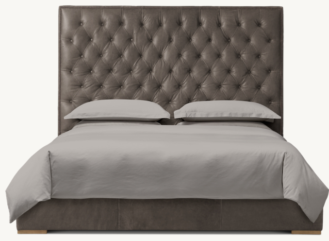 Adler Leather Diamond-Tufted Panel Bed with Nailheads | RH TEEN