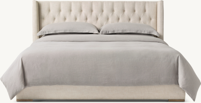 112cm H king bed shown in Sand Belgian Linen.