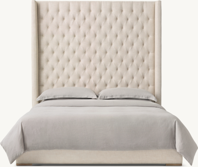 234cm H king bed shown in Sand Belgian Linen.