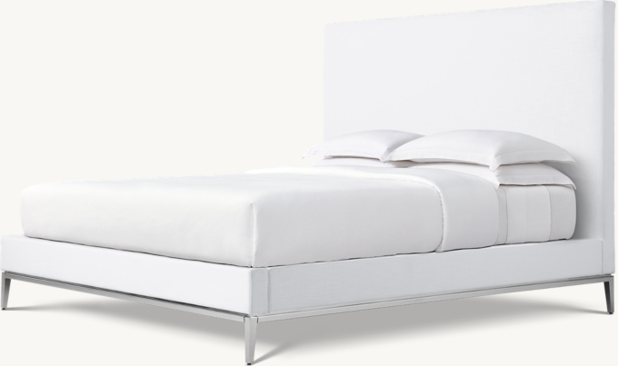 Italia Fabric Panel Platform Bed - Metal Base