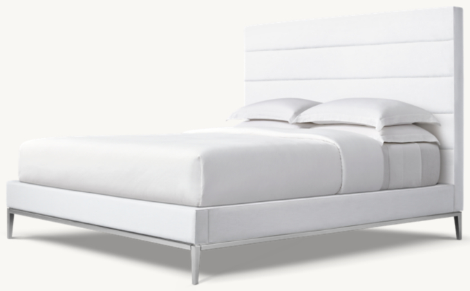 Italia Fabric Horizontal Channel Panel Platform Bed - Metal Base