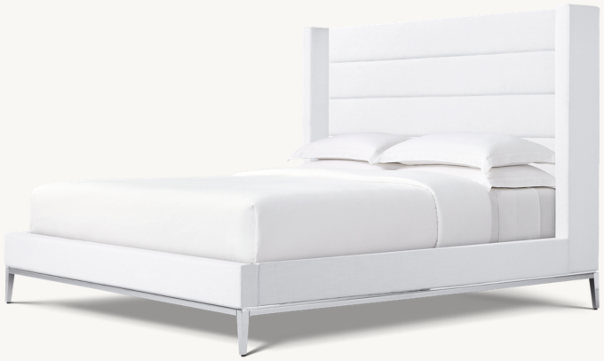 Italia Fabric Horizontal Channel Shelter Platform Bed - Metal Base