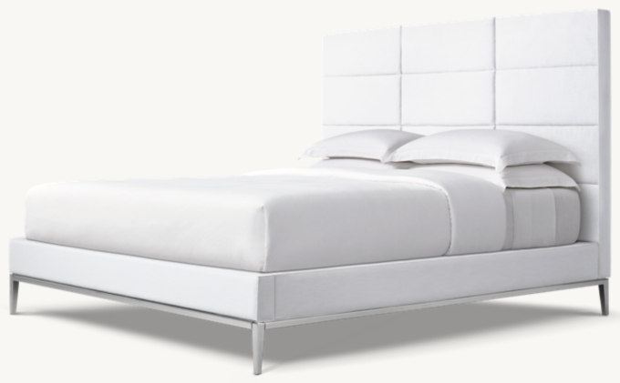 Italia Fabric Rectangular Channel Panel Platform Bed - Metal Base