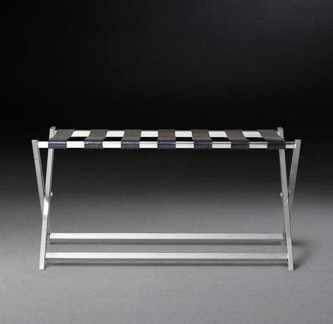 X-Base Large Folding Luggage Rack - Polished Stainless Steel | RH