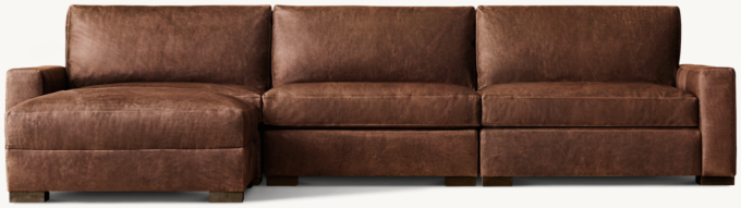 Maxwell Modular Leather Left-Arm Sofa-Chaise Sectional