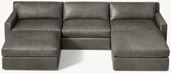 Belgian Track Arm Modular Leather Customizable Sectional