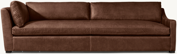 Front view of Belgian Leather Classic Slope Arm Right-Arm Return Bench-Seat Sofa 