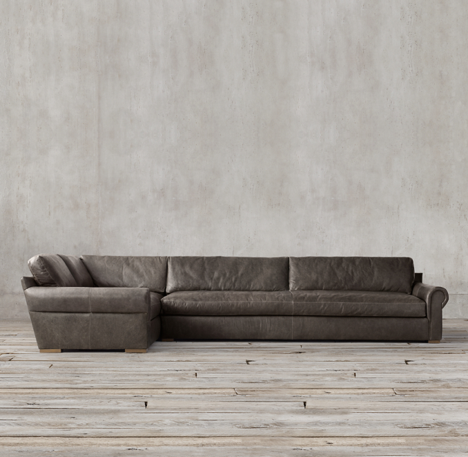 Front view of Lancaster Leather L-Sectional 