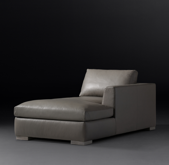 Three Quarter view of Modena Taper Arm Leather Right-Arm Chaise 