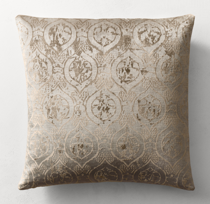 Silk-Screened Velvet Rondelle Pillow Cover - Square