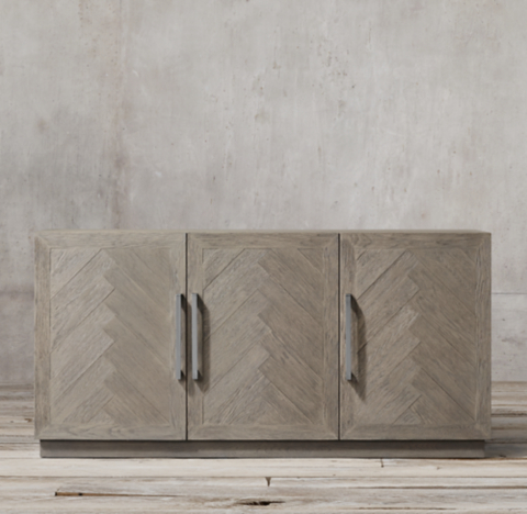 Herringbone Sideboard Collection Weathered Grey Oak Rh