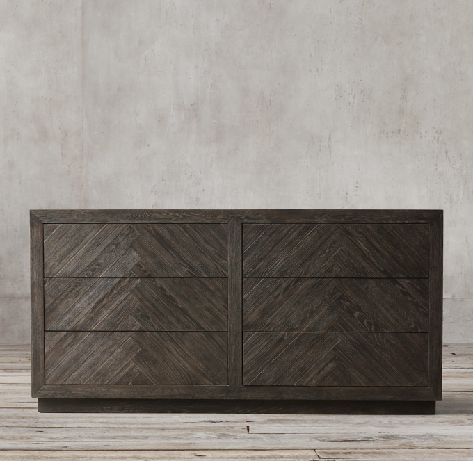 A rh HERRINGBONE 6-DRAWER DRESSER