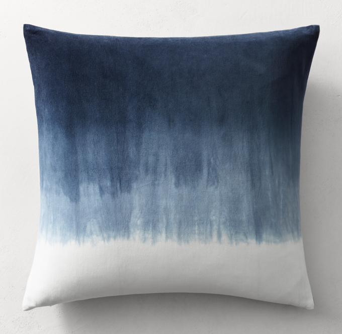 Hand-Dyed Shibori Velvet Ombré Pillow Cover - Square