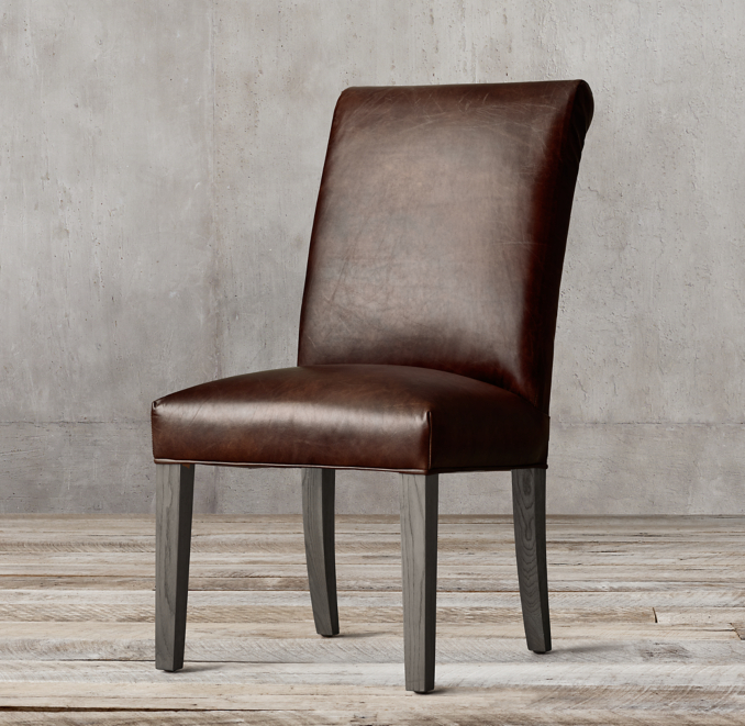 Hudson RollBack Leather Dining Side Chair